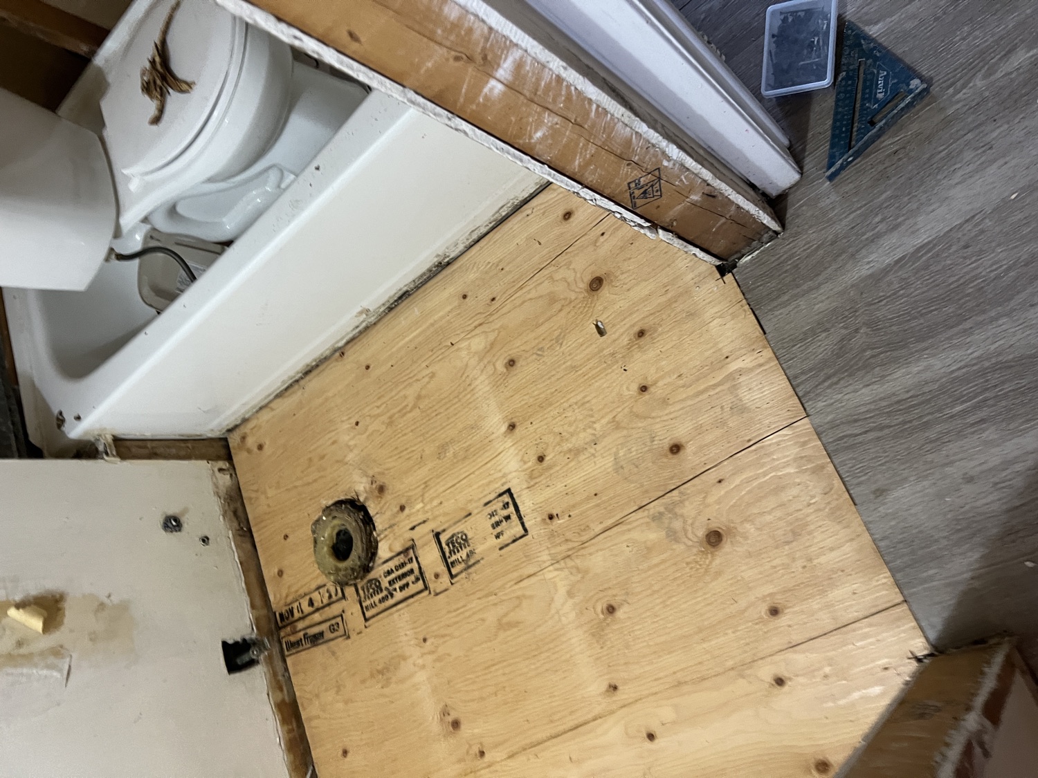 Bathroom taken from bare subfloor to finished tile — Before
